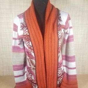 BCBG Maxazria Open Cardigan Bohemian Aztec Print Size L